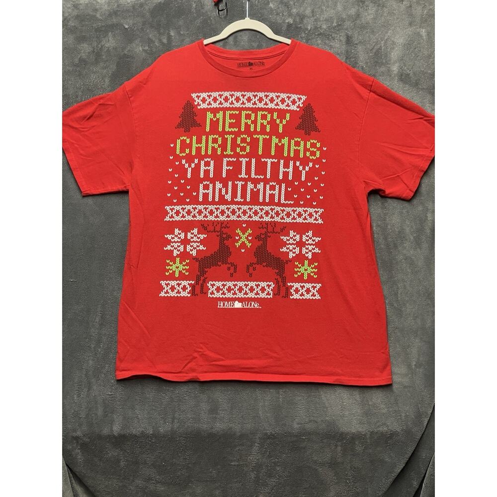 Home Alone Shirt Adult XL Red Merry Christmas Ya Filthy Animal FauxUgly Sweater
